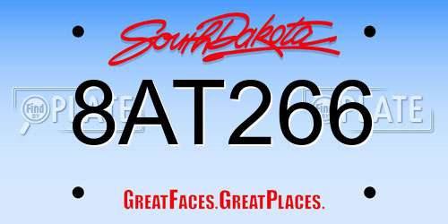 8AT266 South Dakota License Plate