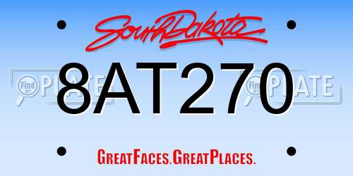 8AT270 South Dakota License Plate
