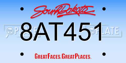8AT451 South Dakota License Plate