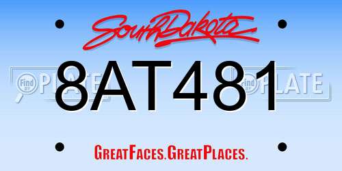 8AT481 South Dakota License Plate