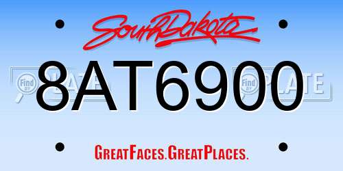 8AT6900 South Dakota License Plate