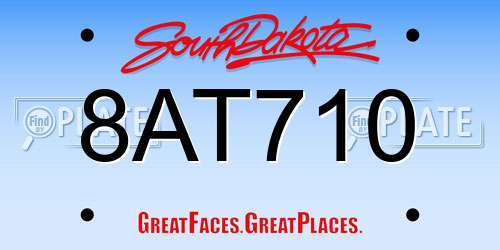 8AT710 South Dakota License Plate