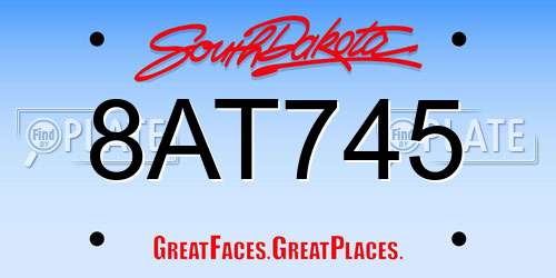 8AT745 South Dakota License Plate