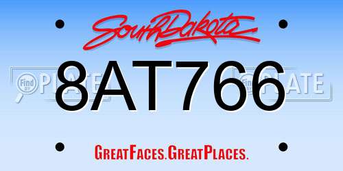 8AT766 South Dakota License Plate