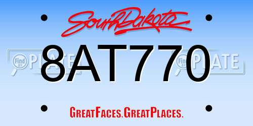 8AT770 South Dakota License Plate