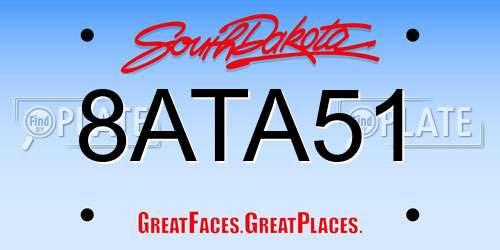 8ATA51 South Dakota License Plate