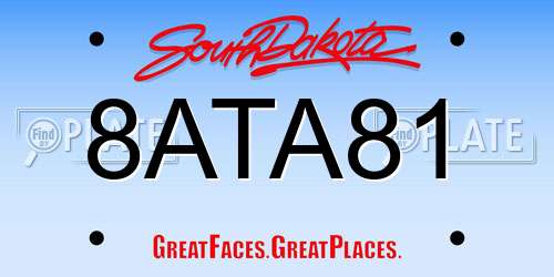 8ATA81 South Dakota License Plate