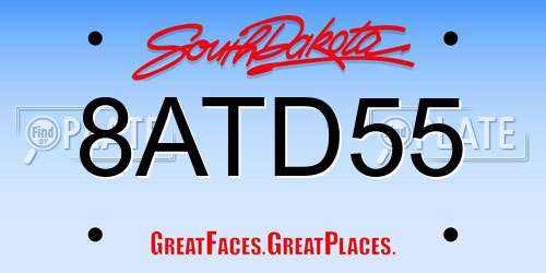 8ATD55 South Dakota License Plate