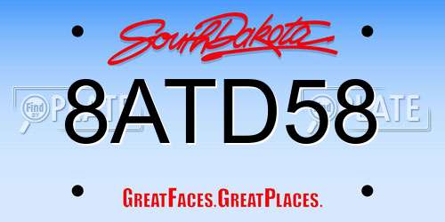 8ATD58 South Dakota License Plate