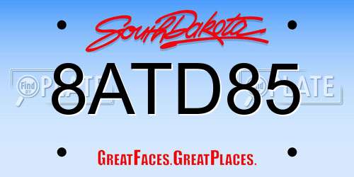 8ATD85 South Dakota License Plate