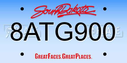 8ATG900 South Dakota License Plate