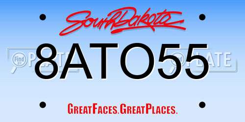 8ATO55 South Dakota License Plate