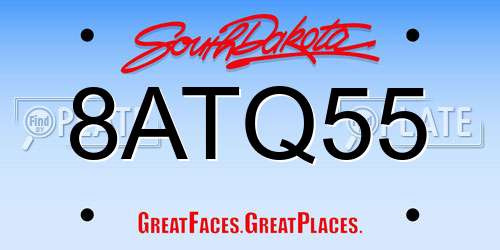 8ATQ55 South Dakota License Plate