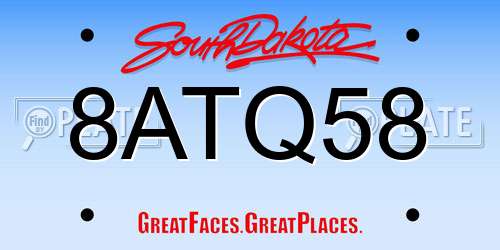 8ATQ58 South Dakota License Plate
