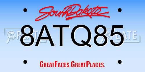 8ATQ85 South Dakota License Plate