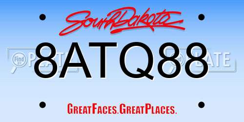 8ATQ88 South Dakota License Plate