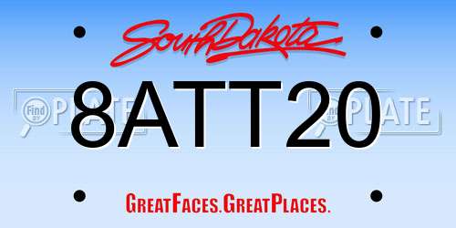 8ATT20 South Dakota License Plate