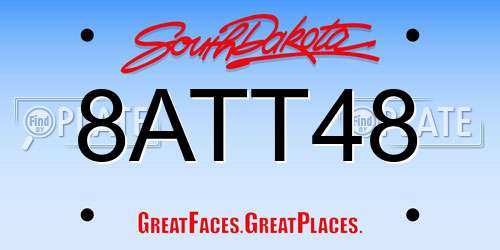 8ATT48 South Dakota License Plate