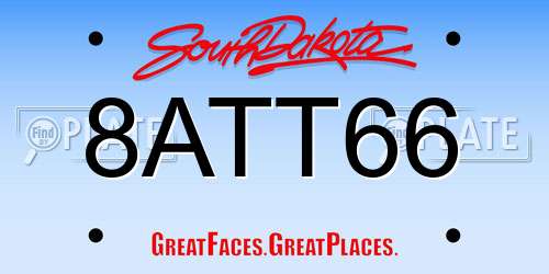8ATT66 South Dakota License Plate