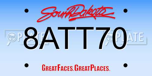 8ATT70 South Dakota License Plate