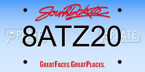 8ATZ20 South Dakota License Plate