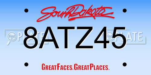 8ATZ45 South Dakota License Plate