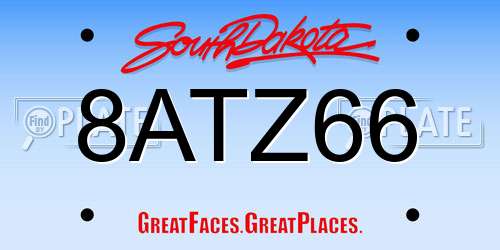 8ATZ66 South Dakota License Plate