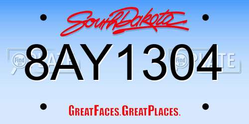 8AY1304 South Dakota License Plate