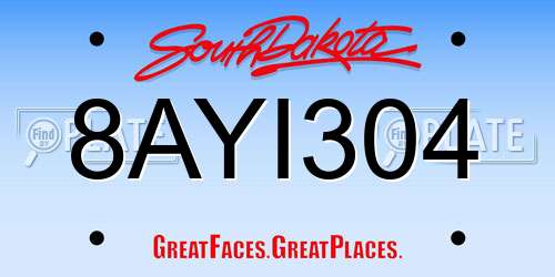 8AYI304 South Dakota License Plate