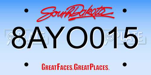 8AYO015 South Dakota License Plate