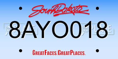 8AYO018 South Dakota License Plate