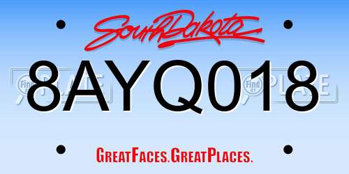 8AYQ018 South Dakota License Plate