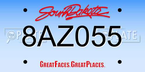 8AZ055 South Dakota License Plate