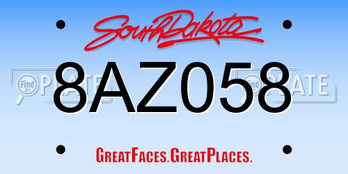 8AZ058 South Dakota License Plate