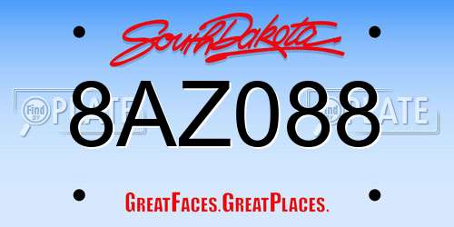 8AZ088 South Dakota License Plate
