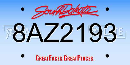 8AZ2193 South Dakota License Plate