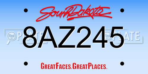 8AZ245 South Dakota License Plate