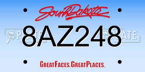 8AZ248 South Dakota License Plate