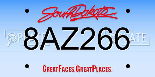 8AZ266 South Dakota License Plate