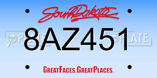 8AZ451 South Dakota License Plate