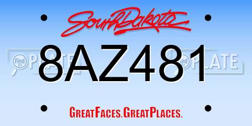 8AZ481 South Dakota License Plate