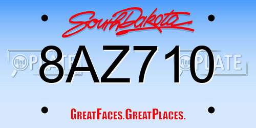 8AZ710 South Dakota License Plate