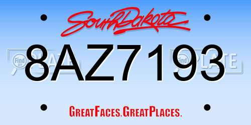 8AZ7193 South Dakota License Plate