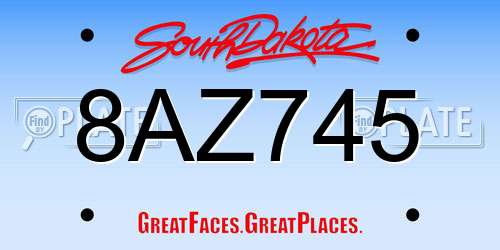 8AZ745 South Dakota License Plate