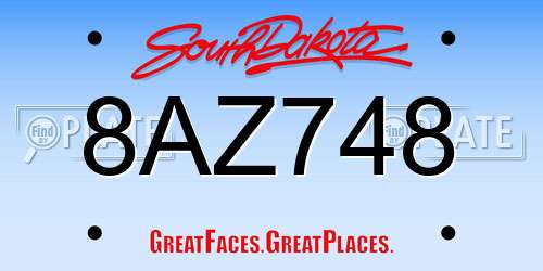 8AZ748 South Dakota License Plate