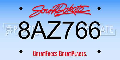 8AZ766 South Dakota License Plate