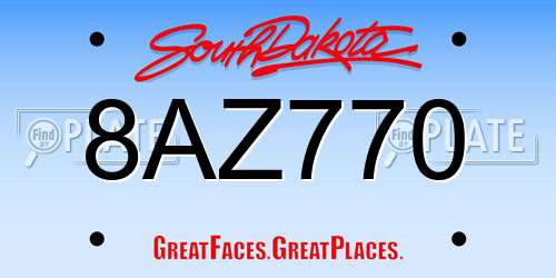 8AZ770 South Dakota License Plate