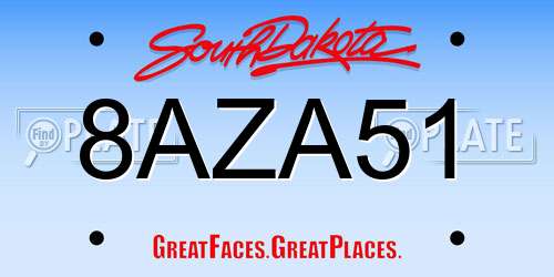 8AZA51 South Dakota License Plate