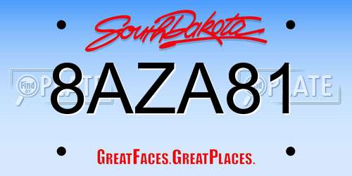 8AZA81 South Dakota License Plate