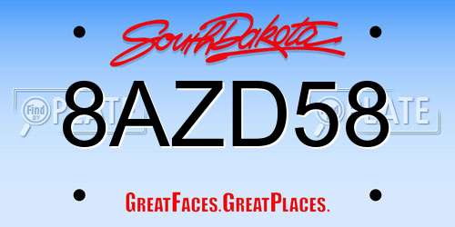 8AZD58 South Dakota License Plate